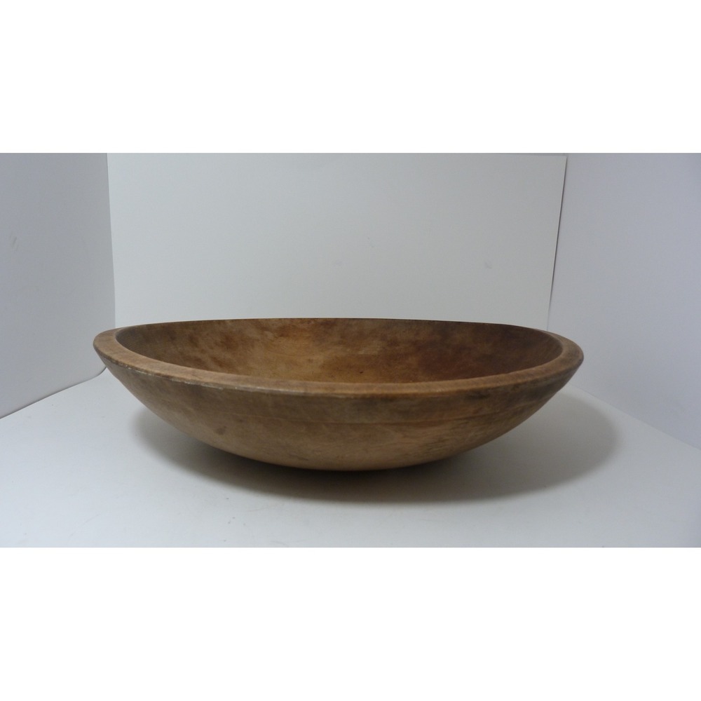 Large Vintage Turned Wooden Dough Bowl Round Primitive Rustic 13 Inch